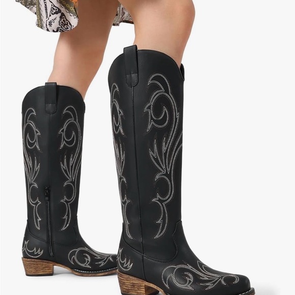 Dream Pairs Shoes - Dream Pairs Black Cowgirl boots